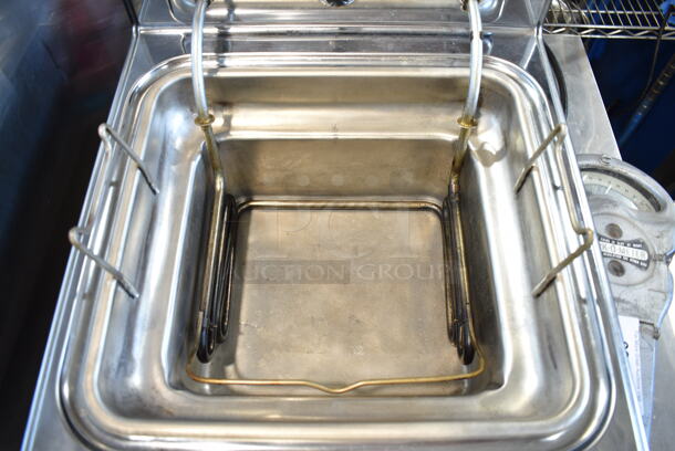 Hotpoint 101HK3 Stainless Steel Commercial Countertop Electric Powered Deep Fat Fryer w/ 2 Metal Fry Baskets. 220-240 Volts.  - Image 4 of 6