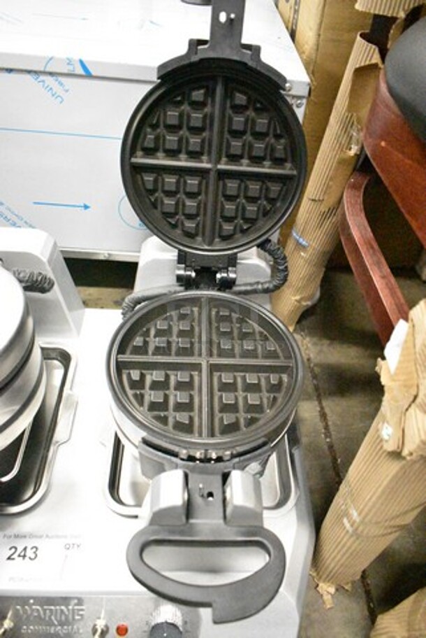 BRAND NEW SCRATCH AND DENT! 2022 Waring WW300BX Stainless Steel Non-Stick Quad Belgian Waffle Iron / Maker. 208 Volts, 1 Phase.  - Image 5 of 7