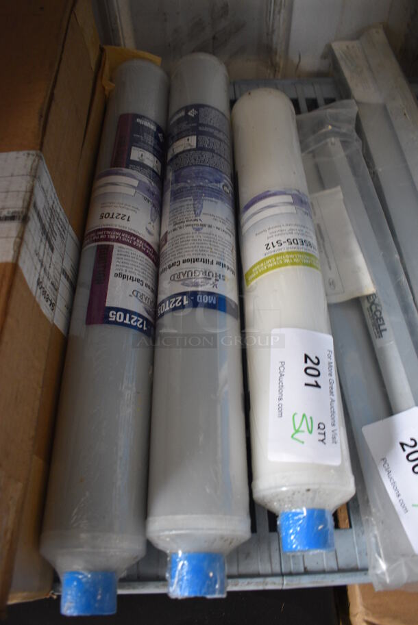 3 BRAND NEW! Water Filtration Cartridges. Two Shurguard MOD-122T05 and One 118SED5-S12. 18