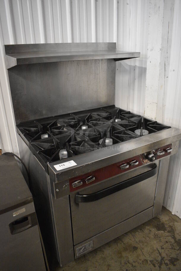 Southbend X436D Stainless Steel Commercial Natural Gas Powered 6 Burner Range w/ Oven, Over Shelf and Back Splash. 36x34x59 - Image 2 of 8