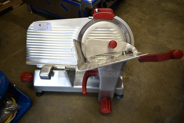 BRAND NEW SCRATCH AND DENT! 2024 Berkel B12-SLC Metal Commercial Countertop 12" Medium-Duty Gravity Feed Manual Meat Slicer w/ Blade Sharpener. 115 Volts, 1 Phase. Cannot Test Due To Broken Power Switch  - Image 2 of 7