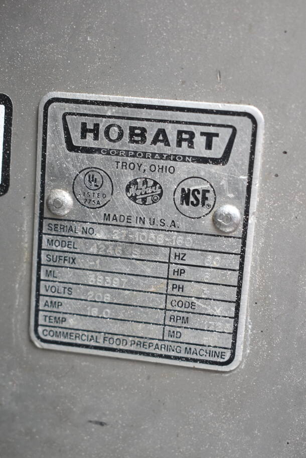Hobart 4246 S Stainless Steel Commercial Floor Style Meat Mixer Grinder w/ Foot Pedal on Commercial Casters. 208 Volts, 3 Phase. - Image 7 of 7