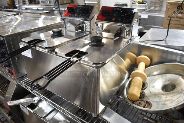 2024 Crosson CF-20 Stainless Steel Commercial Countertop Electric Powered 2 Bay Fryer w/ 2 Metal Fry Baskets. 120 Volts, 1 Phase. - Image 3 of 9