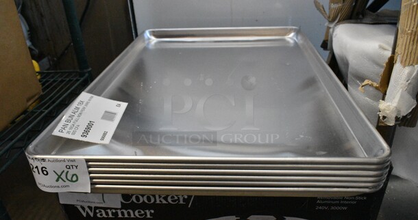 6 BRAND NEW SCRATCH AND DENT! Vollrath 9001 Wear-Ever Full Size 16 Gauge 18" x 26" Wire in Rim Aluminum Bun / Sheet Pan. 6 Times Your Bid!  - Image 3 of 5