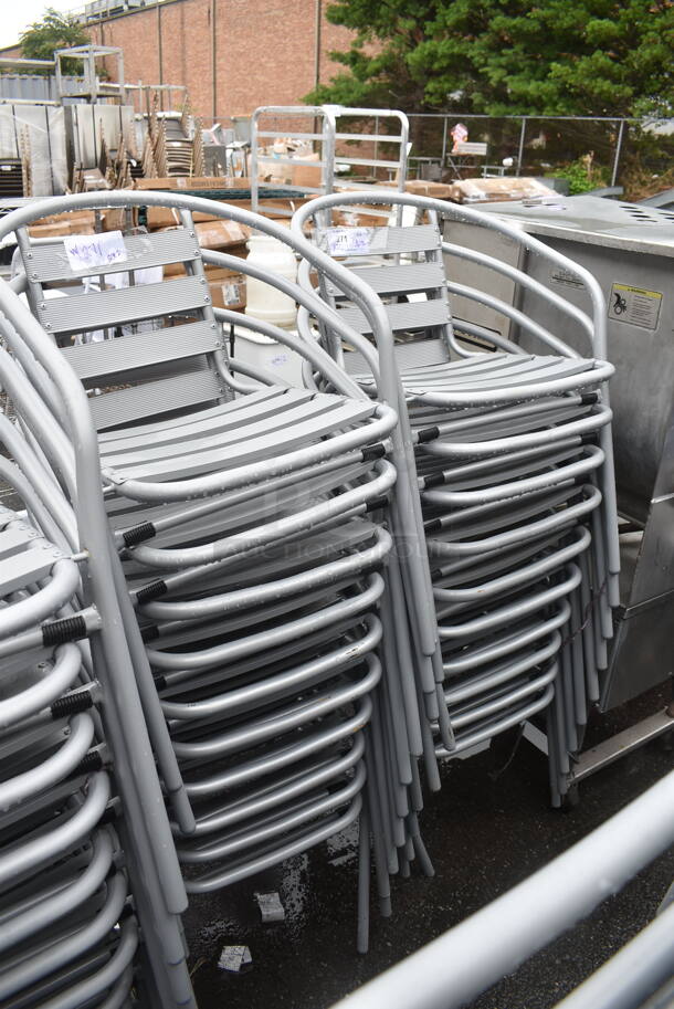 20 BRAND NEW SCRATCH AND DENT! Gray Metal Outdoor Patio Chairs w/ Arm Rests. 20 Times Your Bid! - Image 3 of 4