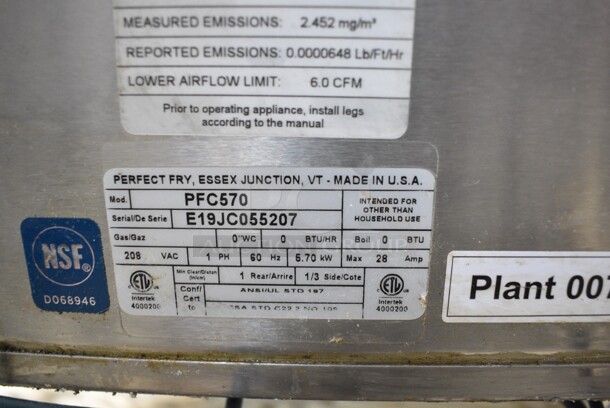 Perfect Fry PFC570 Stainless Steel Commercial Countertop Electric Powered Ventless Fryer. 208 Volts, 1 Phase.  - Image 6 of 6