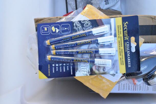 20 BRAND NEW Boxes Including 1907LVS32OZ 7 Lane Universal Gravity Feed Bottle Organizer for 32 oz. Bottles, 40716OZREGCJ Choice 16 oz. Pint Regular Mouth Glass Canning / Mason Jar with Silver Metal Lid and Band - 12/Pack, Hot Water Nozzle, 600CARTHOT Regency Hot Faucet Body Cartridge for 600FD4, 600FD8, and 600FW4 Series Faucets, Manitowoc 000007926 Manitowoc Ice 000007926 Lcd Housing Assy, 274JC3BAGBK Lavex Replacement Black Vinyl Bag for Janitor Cart, 808402 Tablecraft 402 2 Tbsp. Stainless Steel Coffee / Measuring Scoop, 3532U Anchor 12 oz Shelf Zombie Glasses, 167NLG1018 Winco Natural Latex Rubber Black One Size Fits Most 18" Unlined Gloves, 3CA-L-BB Changer Agitator Mop, Acopa Jumbo Steak Knives, 176FBPE18265 Choice 26" x 18" x 15" White Polyethylene Food Storage Box. 20 Times Your Bid!  - Image 7 of 12