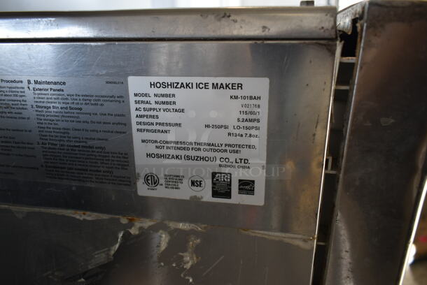 Hoshizaki KM-101BAH Stainless Steel Commercial Self Contained Ice Machine. 115 Volts, 1 Phase.  - Image 5 of 5