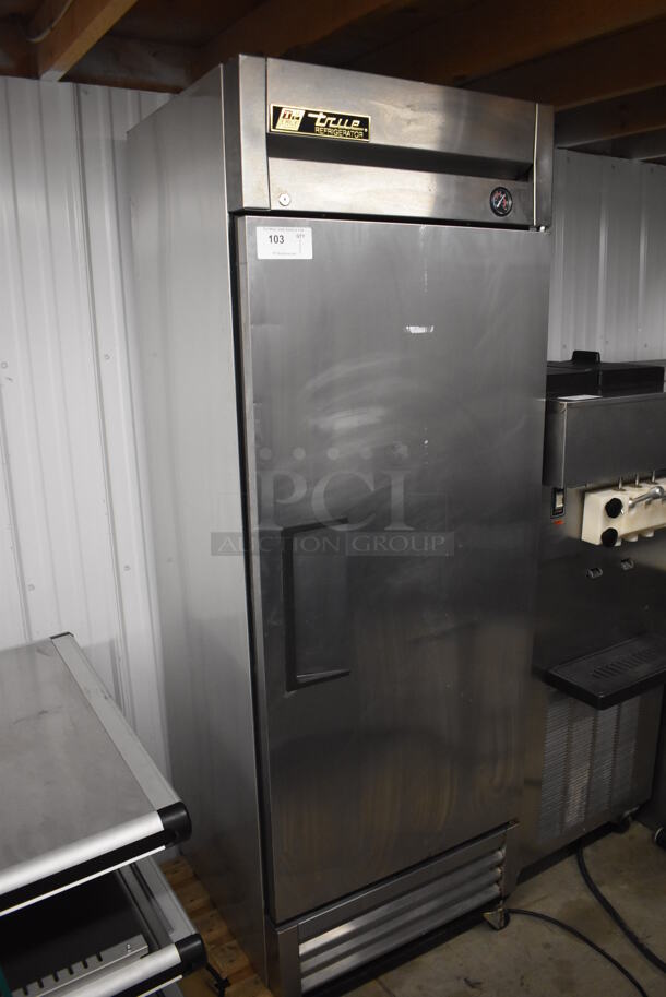 2013 True T-19 Stainless Steel Commercial Single Door Reach In Cooler on Commercial Casters. 115 Volts, 1 Phase. 27x25x79. Tested and Working! - Image 3 of 6