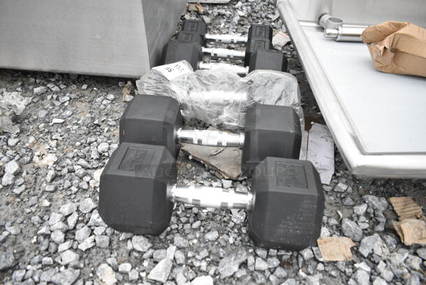 6 BRAND NEW SCRATCH AND DENT!  Hex Dumbbells; 2 10 Pound, 2 20 Pound, 2 25 Pound. 6 Times Your Bid!   - Image 3 of 7