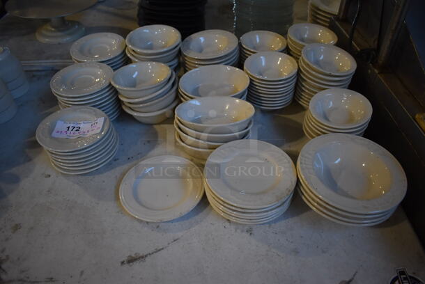 ALL ONE MONEY! Lot of 27 Saucers, 71 Bowls, 7 Plates, 4 Pasta Plates, 