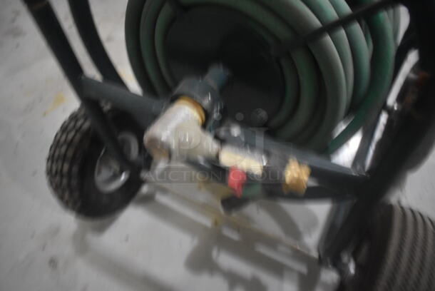 Metal Black Hose Reel w/ Green Hose on Casters. - Image 4 of 4