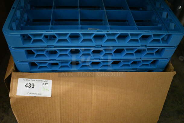 ALL ONE MONEY! Lot of 10 BRAND NEW IN BOX! Blue Poly Dish Caddies. Includes 19.5x19.5x4