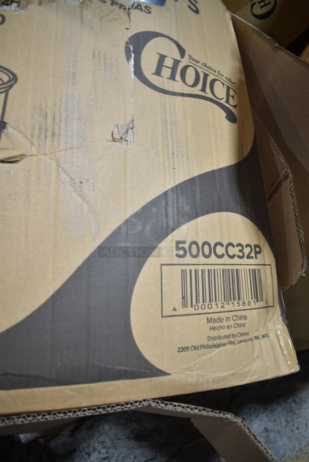 PALLET LOT of 15 BRAND NEW Boxes Including Dart 50HT1 5" x 5" x 3" White Foam Hinged Lid Container - 500/Case, 612509L 9" Round Foil-Laminated Board Lid, 500CC32P Choice Clear PET Plastic Cold Cup - 32 oz. - 500/Case, 5342CD Dixie PerfecTouch Insulated Paper Hot Cup 12 oz. - 1000/Case, 612SL47MED ChoiceHD Smoothwall Silver Medium Oblong Foil Entree / Take-Out Pan with Dome Lid 47.4 oz. - 50/Case. 15 Times Your Bid!  - Image 4 of 8