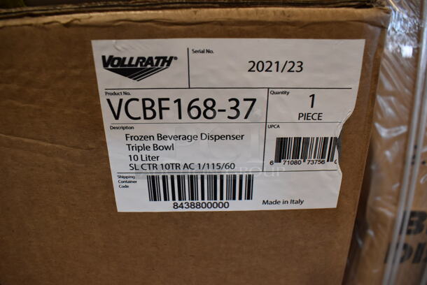 BRAND NEW IN BOX! Vollrath VCBF168-37 Metal Commercial Countertop Triple Hopper Slushie Machine. Hopper Has 2.6 Gallon Capacity. 120 Volts, 1 Phase. Tested and Working! - Image 3 of 8