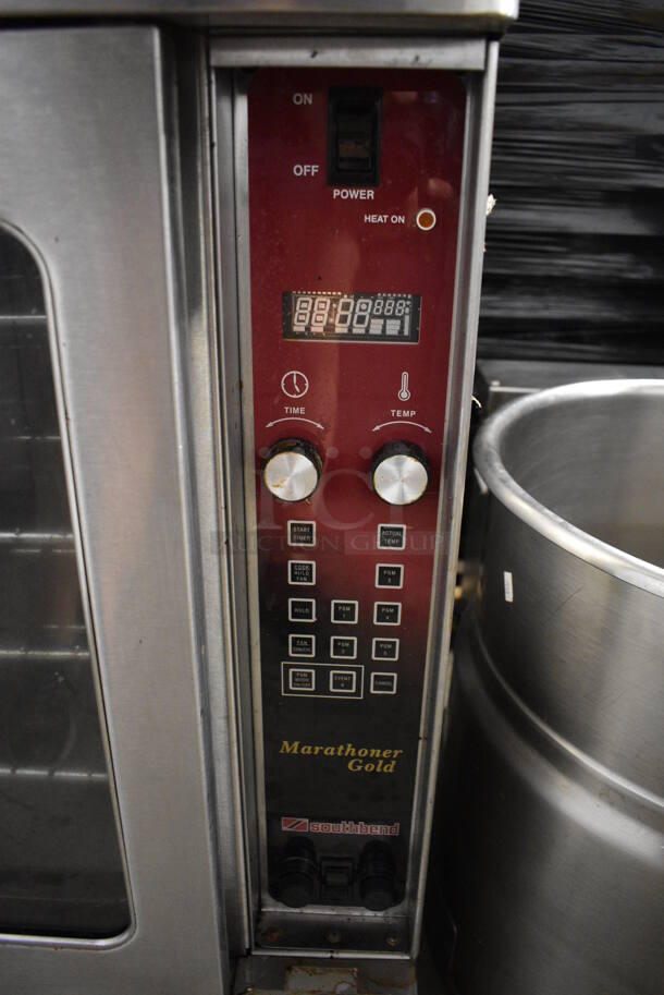 2 Southbend Marathoner Gold Stainless Steel Commercial Full Size Convection Oven w/ View Through Doors, Metal Oven Racks on Commercial Casters. 208 Volts, 3 Phase. 38x31x65. 2 Times Your Bid! - Image 5 of 7