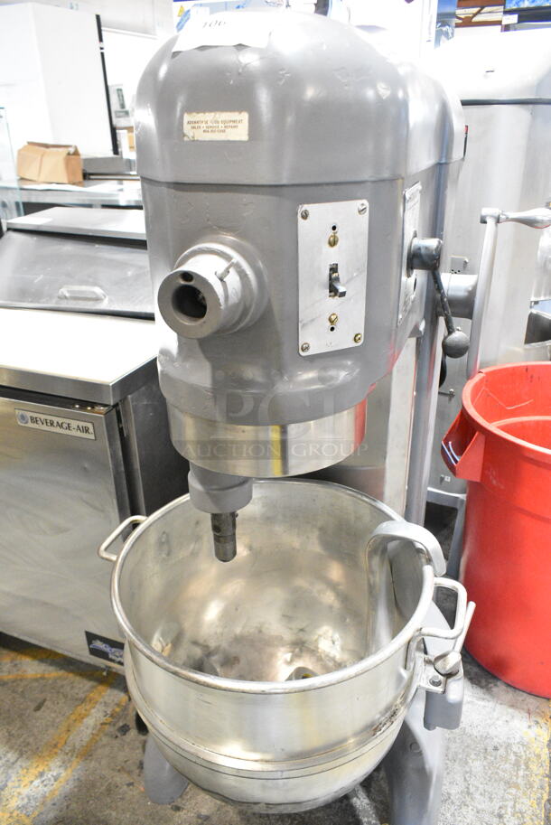 Hobart H-600 Metal Commercial Floor Style 60 Quart Planetary Dough Mixer w/ Mixing Bowl and Dough Hook Attachment. 208 Volts, 3 Phase. - Image 1 of 9