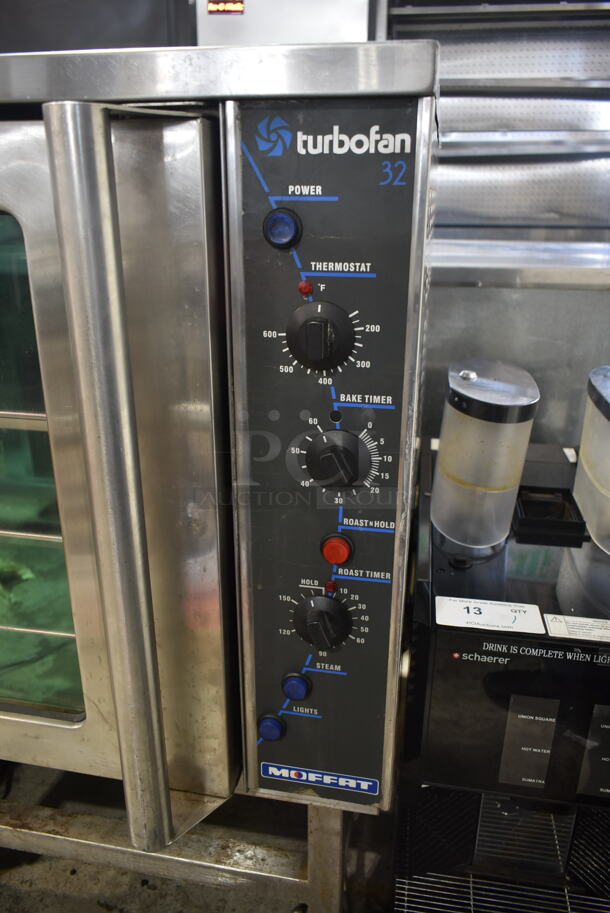 Moffat Turbofan E32MS Stainless Steel Commercial Full Size Electric Touch Screen Convection Oven with Steam Injection on Equipment Stand w/ Commercial Casters 220-240 Volts.  - Image 3 of 7