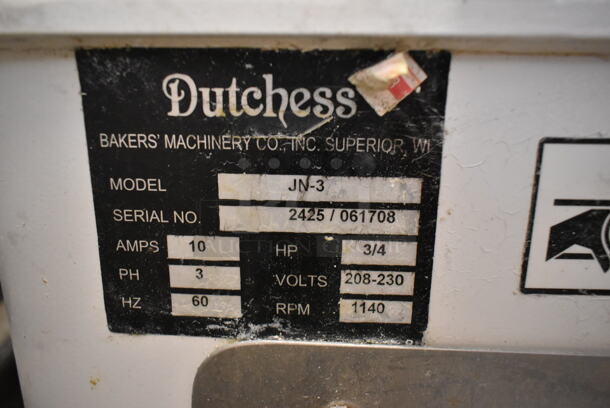 Dutchess JN-3 Metal Commercial Floor Style Manual Dough Divider. 208-230 Volts, 3 Phase.  - Image 7 of 7