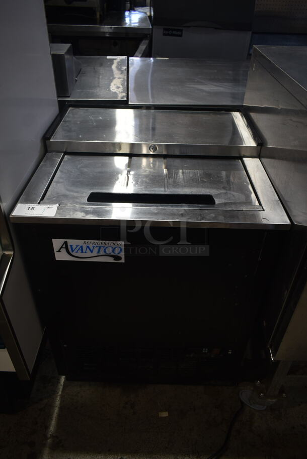 Avantco 178GF25HC Stainless Steel Commercial Back Bar Bottle Cooler w/ Sliding Lid. 115 Volts, 1 Phase. Tested and Powers On But Does Not Get Cold
