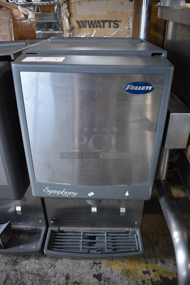 2017 Follett Model 12CI425A Symphony Plus Stainless Steel Commercial Countertop Ice Machine w/ Ice and Water Dispenser. 115 Volts, 1 Phase. 16x23.5x33