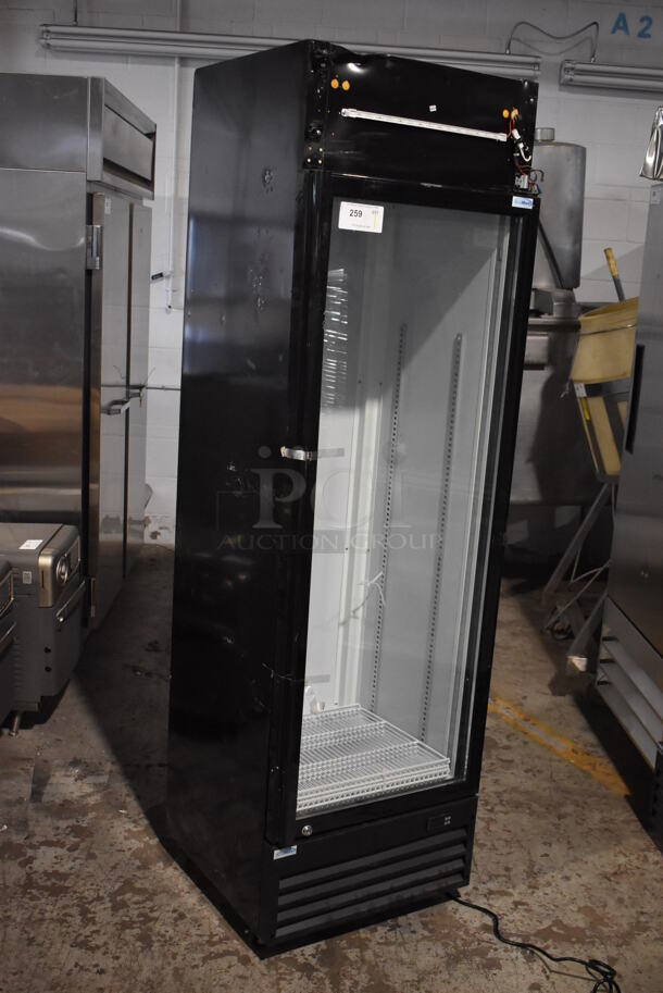 BRAND NEW SCRATCH AND DENT! KoolMore MDR-1GD-13C Metal Commercial Single Door Reach In Cooler Merchandiser w/ Poly Coated Racks on Commercial Casters. 115 Volts, 1 Phase. Tested and Working! - Image 3 of 9