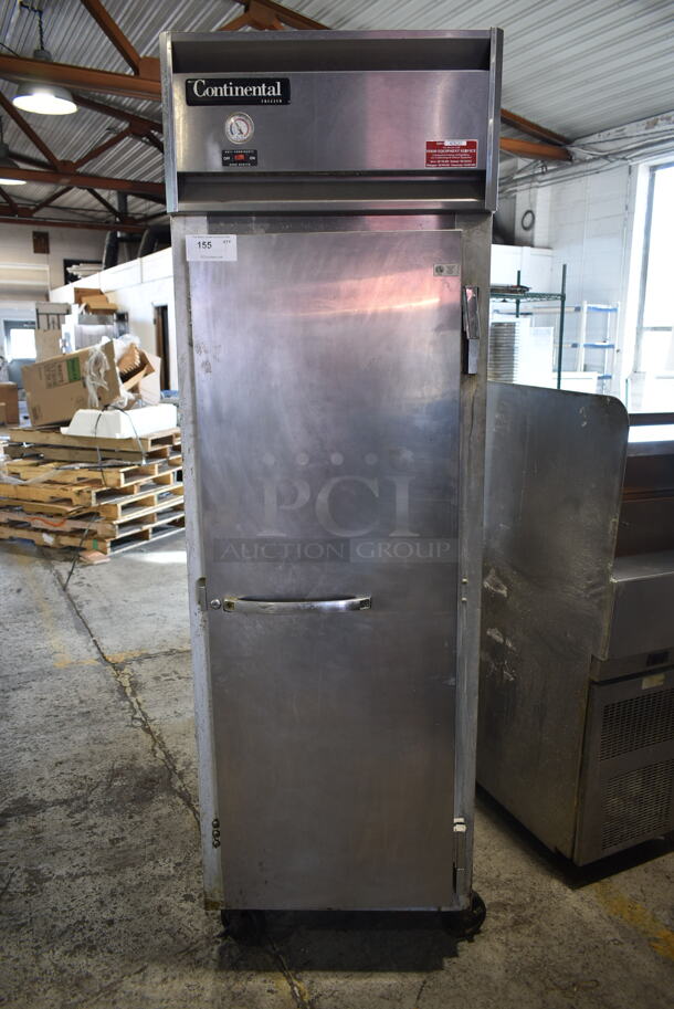 2016 Continental 1F Stainless Steel Commercial Single Door Reach In Freezer on Commercial Casters. 115 Volts, 1 Phase. Tested and Working! - Image 1 of 8