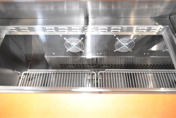 2017 Migali C-SP72-18-HC Stainless Steel Commercial Sandwich Salad Prep Table Bain Marie Mega Top on Commercial Casters. 115 Volts, 1 Phase. Tested and Powers On But Does Not Get Cold - Image 6 of 10