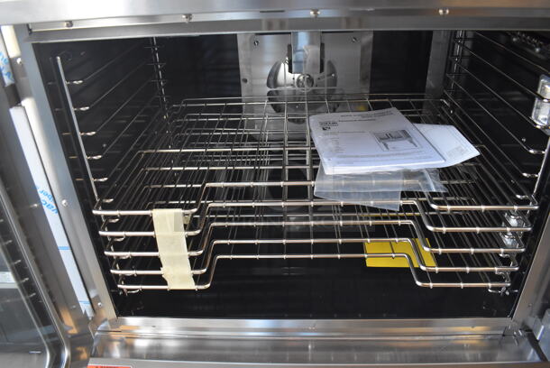 2 BRAND NEW SCRATCH AND DENT! LATE MODEL! Vulcan VC5GD-11D1Z Stainless Steel Commercial Natural Gas Powered Full Size Convection Oven w/ View Through Doors, Metal Oven Racks and Thermostatic Controls on Commercial Casters. 41x31x71. 2 Times Your Bid! - Image 6 of 9