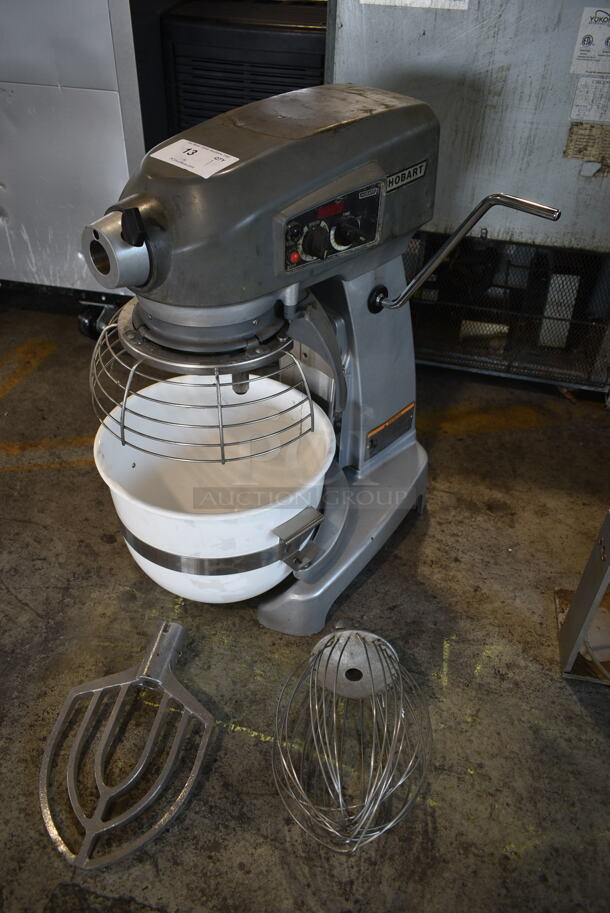 Hobart Legacy HL200 Metal Commercial Countertop 20 Quart Planetary Dough Mixer w/ Mixing Bowl, Bowl Guard, Paddle and Whisk Attachments. 200-240 Volts, 1 Phase. Tested and Working!  - Image 1 of 8
