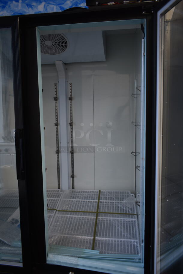 BRAND NEW SCRATCH AND DENT! 2023 Avantco 178GDC49FHCB Metal Commercial 2 Door Freezer Merchandiser w/ Poly Coated Racks on Commercial Casters. 115 Volts, 1 Phase. Tested and Working! - Image 9 of 12