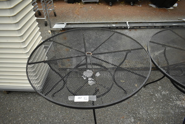 Black Metal Mesh Round Patio Table. - Image 2 of 3