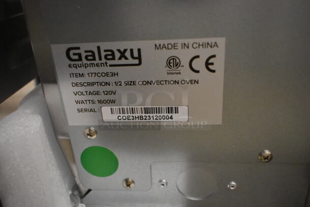 BRAND NEW SCRATCH AND DENT! Galaxy 177COE3H Stainless Steel Commercial Countertop Electric Powered Half Size Convection Oven. See Pictures For Broken Glass on Door. 120 Volts, 1 Phase. Tested and Working! - Image 6 of 6