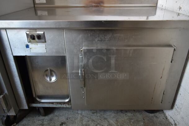 Stainless Steel Commercial Single Door Work Top Cooler w/ Backsplash on Commercial Casters. Tested and Powers On But Does Not Get Cold - Image 3 of 10