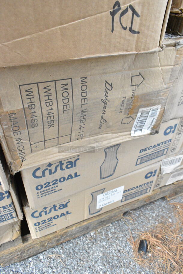 30 BRAND NEW! Boxes Including Cristar 0220AL 12.5 OZ (350 ML) Glass Decanter, Dinex DXSWC507 Tulip Cup Swirl 5 Oz, Rosenthal Sambonet Elite Tray, WHB14-1PC. 30 Times Your Bid!  - Image 11 of 12