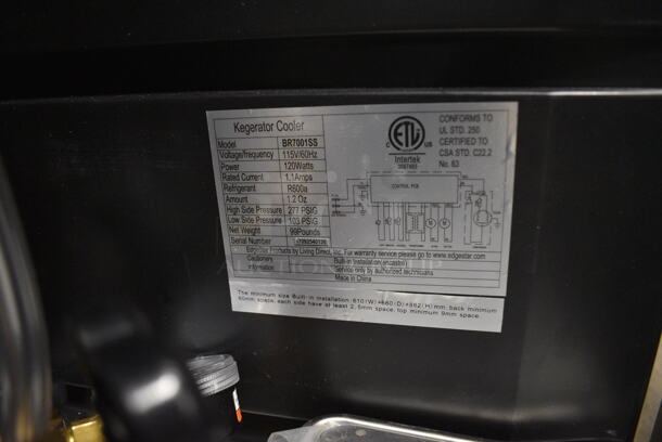 Edgestar Model BR7001SS Stainless Steel Commercial Direct Draw Kegerator w/ 3 Tap Beer Tower, Drip Tray, Tank and 3 Couplers. 115 Volts, 1 Phase. 24x26x50. Tested and Working! - Image 7 of 7