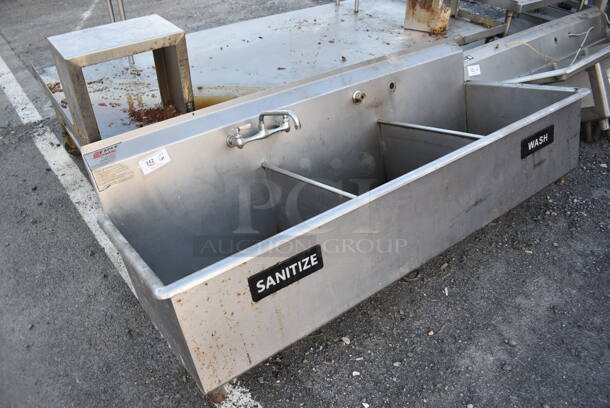 Eagle Stainless Steel Commercial 3 Bay Sink. No Legs. 76x28x26. Bays 24x24x13