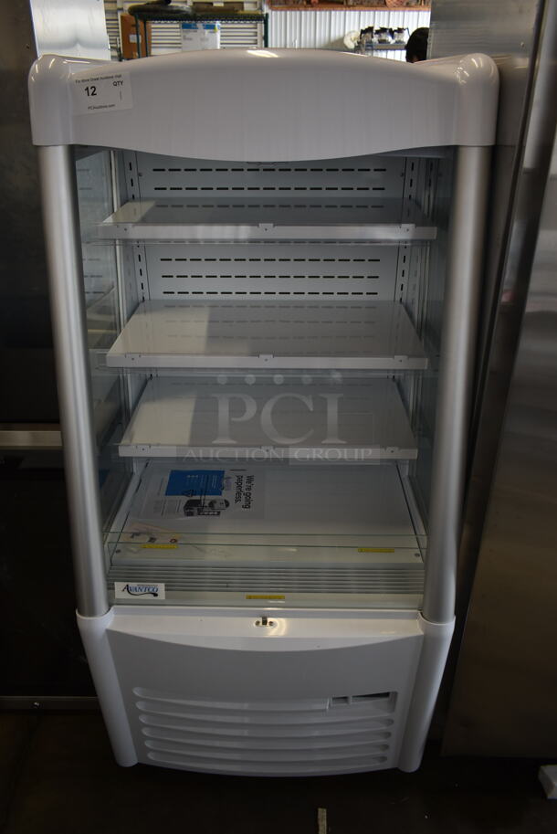 BRAND NEW SCRATCH AND DENT! Avantco 193MAC26HCW Metal Commercial Floor Style Grab N Go Open Merchandiser w/ Metal Shelves. 110-120 Volts, 1 Phase. Tested and Working!