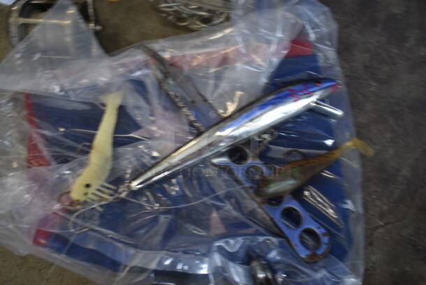 ALL ONE MONEY! Tier Lot of Various Items Including Hooks, Pliers, Reel, and Lures - Image 8 of 12