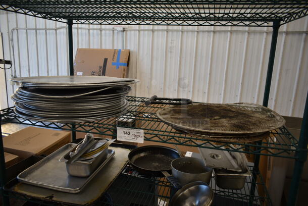 ALL ONE MONEY! Lot of 3 Tiers of Various Items Including Metal Baking Pans. Does Not Include Shelving Unit. - Image 2 of 4
