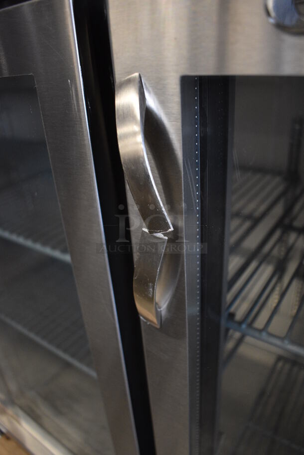 BRAND NEW SCRATCH AND DENT! Avantco 178UBB72GHCS Stainless Steel Commercial 3 Door Back Bar Cooler Merchandiser w/ Poly Coated Racks and Keys. 115 Volts, 1 Phase. 73x24.5x36. Tested and Working! - Image 3 of 10