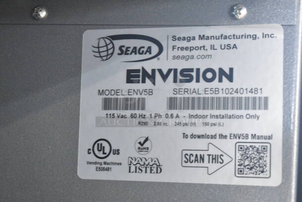 BRAND NEW SCRATCH AND DENT! Seaga Envision ENV5B Metal Commercial 40-Item Refrigerated Vending Machine / Beverage Merchandiser. 115 Volts, 1 Phase. Tested and Working! - Image 12 of 12