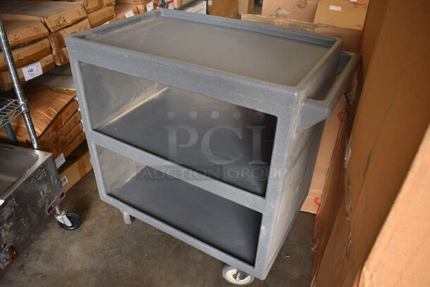 BRAND NEW IN BOX! Cambro Gray Poly 3 Tier Cart w/ Push Handle on Commercial Casters. 33x20x25 - Image 2 of 5