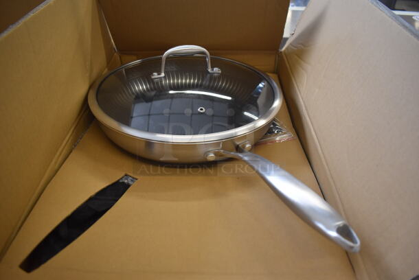 2 BRAND NEW IN BOX! Nutrichef Skillets w/ Lids. NC3PL12 and NC3PL10. 21x12.5x5, 18.5x11x3. 2 Times Your Bid! - Image 4 of 8
