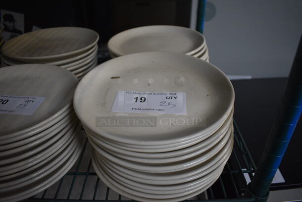 25 White Ceramic Plates. 9x9x1 25 Times Your Bid!