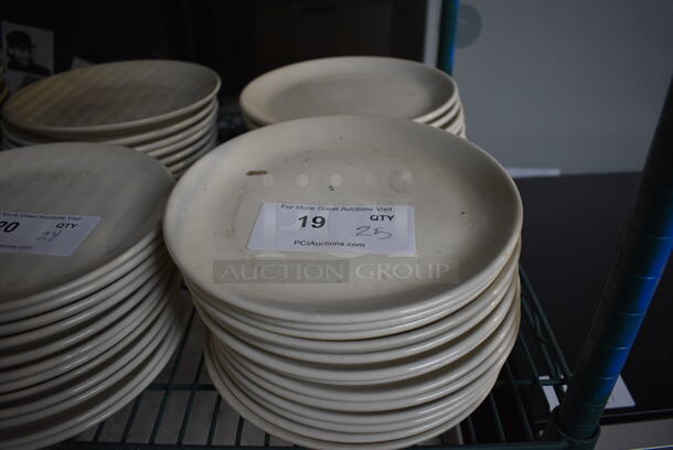 25 White Ceramic Plates. 9x9x1 25 Times Your Bid! - Image 1 of 3
