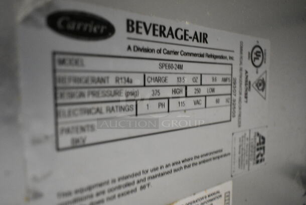 Beverage Air SPE60-24M Stainless Steel Commercial Sandwich Salad Prep Table Bain Marie Mega Top on Commercial Casters. 115 Volts, 1 Phase. Tested and Powers On But Does Not Get Cold - Image 5 of 7