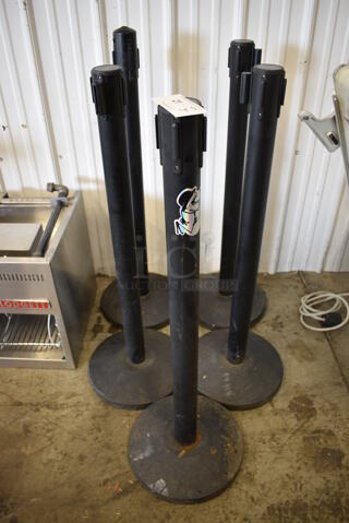 5 Queue Way Black Stanchions. 14x14x40. 5 Times Your Bid!