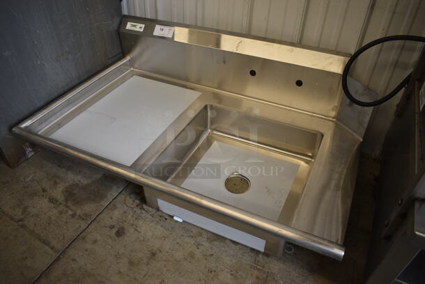 Regency Stainless Steel Commercial Single Bay Sink w/ Left Side Drainboard. No Legs. 48x31x16. Bay 20x20x6. Drainboard 20x26x2 - Image 5 of 5