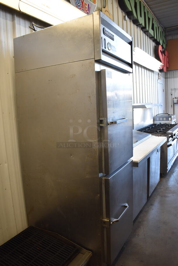 Continental 1R-SA-HD Stainless Steel Commercial 2 Half Size Door Reach In Cooler on Commercial Casters. 115 Volts, 1 Phase. 27x34x82. Tested and Working! - Image 4 of 9